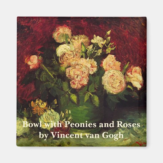 Aimant Bowl avec Peonies et Roses par Vincent van Gogh (Devant)
