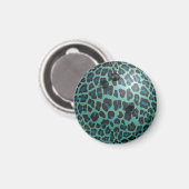 Aimant Bowling Ball Leopard Turquoise (Recto/Verso)
