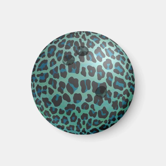 Aimant Bowling Ball Leopard Turquoise (Devant)
