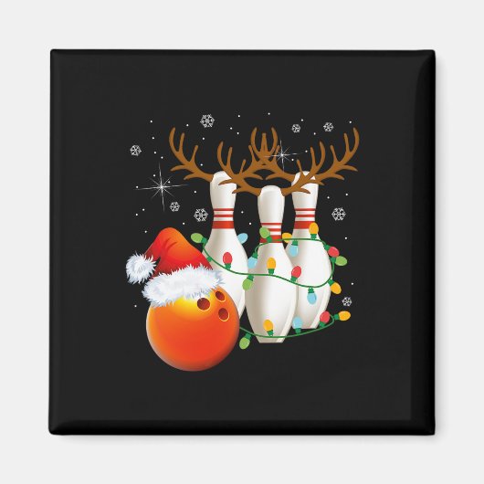 Aimant Bowling Cadeaux Noël Bowling Santa Hat Christma (Devant)
