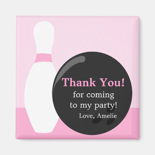 Aimant Bowling Girl Anniversaire Merci (Devant)