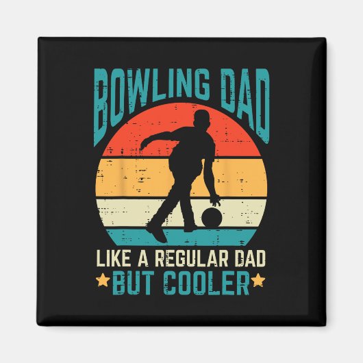 Aimant Bowling Papa Glacière Retro Fête des pères Bowler (Devant)