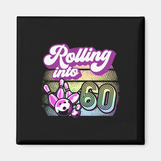 Aimant Bowling Party Rolling En 60 Bowling Anniversaire (Devant)