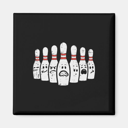 Aimant Bowling Pins Face À Drôle Bowler Hommes Femmes Enf (Devant)