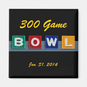 Aimant Bowling the 300 Perfect Game, Retro Design, (Devant)