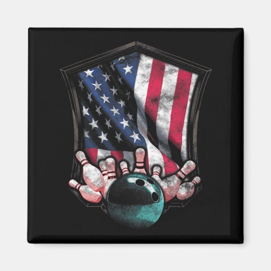 Aimant Bowling vintage American USA Flag Bowling (Devant)