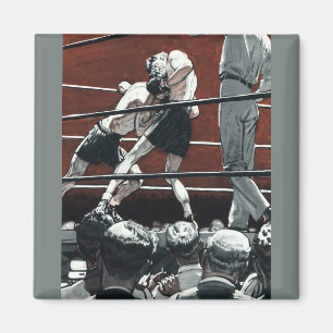 Aimant Boxe de sports vintages, Boxers combattent dans la