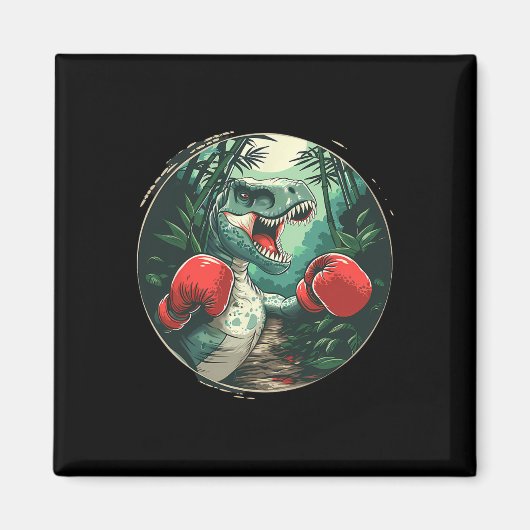 Aimant Boxe Dinosaure Boxer Dino Kickboxing T-rex Boxe (Devant)