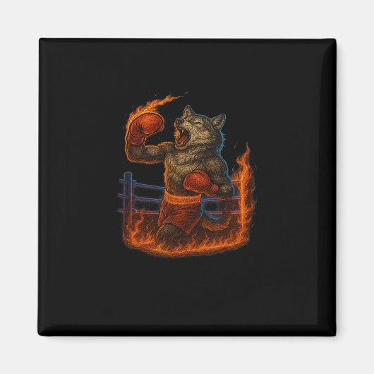 Aimant Boxe Lover Wolf Mixed martial art Fighter Werewolf (Devant)