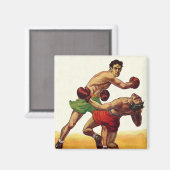 Aimant Boxe sportive vintage, boxeurs en combat (Recto/Verso)