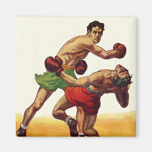 Aimant Boxe sportive vintage, boxeurs en combat (Devant)