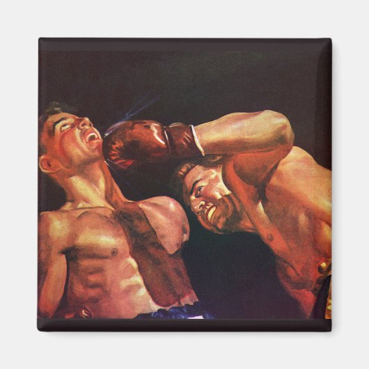 Aimant Boxe sportive vintage, boxeurs frappant combat (Devant)