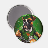 Aimant Boxer Chien Conduite Vélo St. Patrick's Day (Recto/Verso)