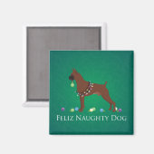 Aimant Boxer Chien Feliz Naughty Chien Design de Noël (Recto/Verso)
