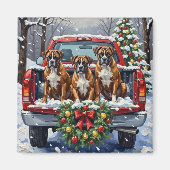 Aimant Boxer Christmas Red Truck Holiday (Devant)