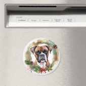 Aimant Boxer Christmas Wreath Festive Pup (In Situ (Lave-vaisselle))