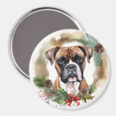 Aimant Boxer Christmas Wreath Festive Pup (Recto/Verso)