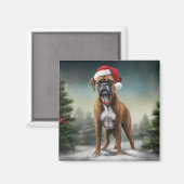 Aimant Boxer dans la neige de Noël (Recto/Verso)