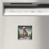 Aimant Boxer dans la neige de Noël (In Situ (Lave-vaisselle))