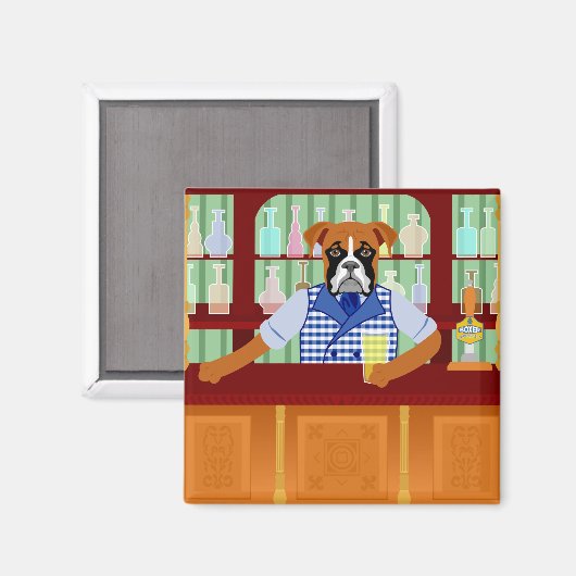 Aimant Boxer Dog Beer Pub (Recto/Verso)