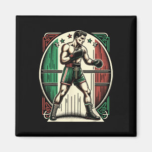 Aimant Boxer italien - Drapeau de boîte Vintage Italie