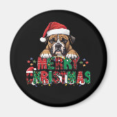 Aimant Boxer - Joyeux chien de Noël T-shirt surdimensionn (Devant)
