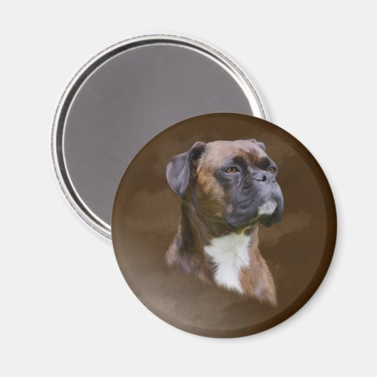 Aimant Boxer Peinture à l'huile de chien Portrait d'art (Recto/Verso)