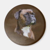 Aimant Boxer Peinture à l'huile de chien Portrait d'art (Devant)