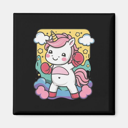Aimant Boxer Unicorne Avec Gants De Boxe Aime Boxer (Devant)