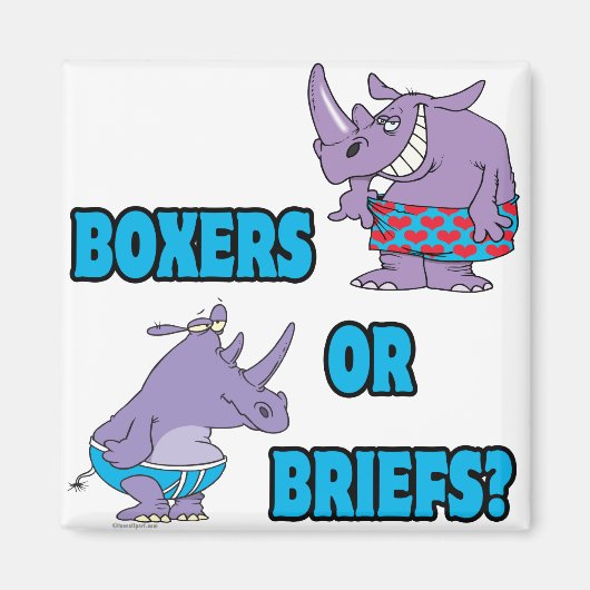 Aimant boxers ou slips caleçons drôles rhinocéros (Devant)