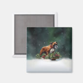 Aimant Boxeur Noël neige hiver (Recto/Verso)