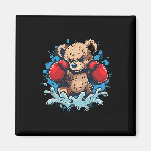 Aimant Boxing Bear Lover Boxing Gloves Kickboxing Funny B (Devant)