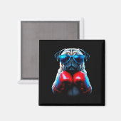 Aimant Boxing Pug Chien Kickboxing Cool (Recto/Verso)