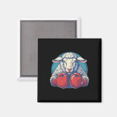 Aimant Boxing Sheep With Boxing Gloves Kickboxing Funny B (Recto/Verso)