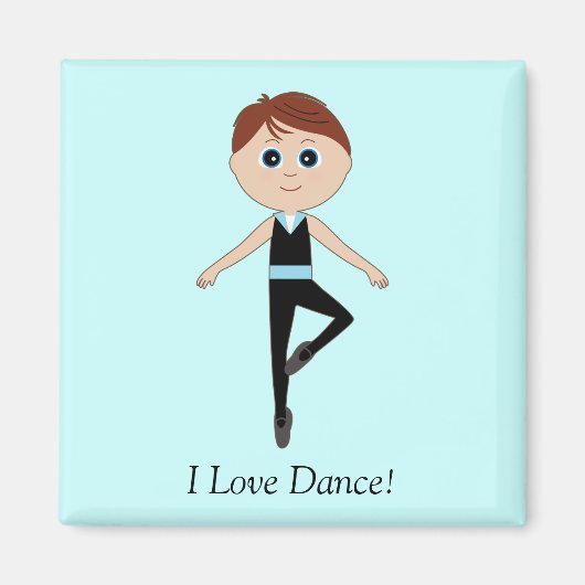 Aimant Boy Ballet Dancer : I Love Dance (Devant)