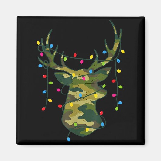 Aimant Boy Men Camo Deer Hunting Christmas Light Pajama P (Devant)