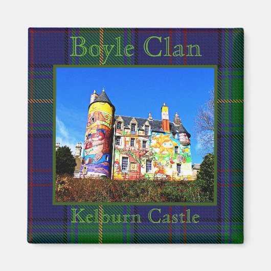 Aimant Boyle Scottish Clan's Kelburn Castle Photo Tartan (Devant)