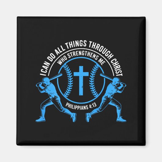 Aimant Boys Baseball Christian-shirt Softball I Can Do Al (Devant)