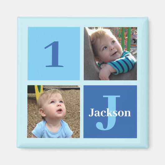 Aimant Boys Photo Collage Custom Blue Kids Photographie (Devant)