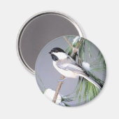 Aimant Branche couverte de neige d'oiseaux (Recto/Verso)