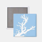 Aimant Branche de corail - blanc sur bleu pâle (Recto/Verso)