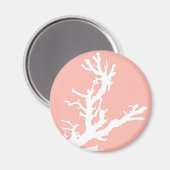 Aimant Branche de corail - blanc sur corail rose (Recto/Verso)
