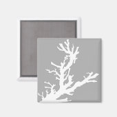 Aimant Branche de corail - blanc sur gris argenté (Recto/Verso)