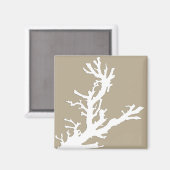 Aimant Branche de corail - blanc sur taupe (Recto/Verso)