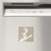 Aimant Branche de corail - blanc sur taupe (In Situ (Lave-vaisselle))