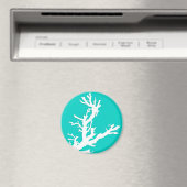 Aimant Branche de corail - blanc sur turquoise (In Situ (Lave-vaisselle))