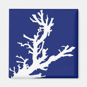 Aimant Branche de corail - bleu marine et blanc