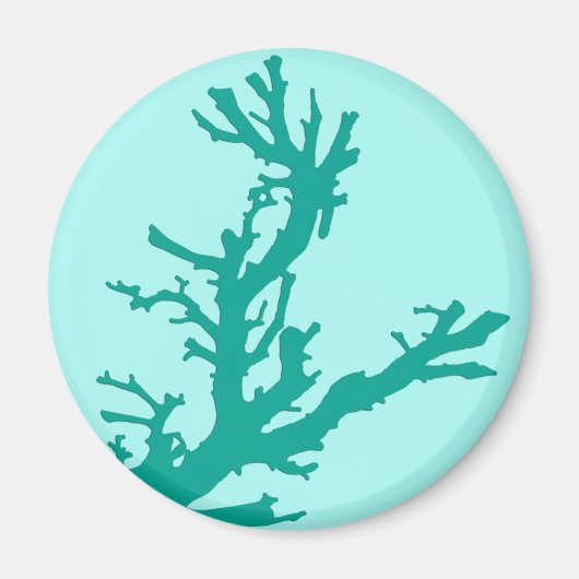Aimant Branche de corail - turquoise et aqua (Devant)