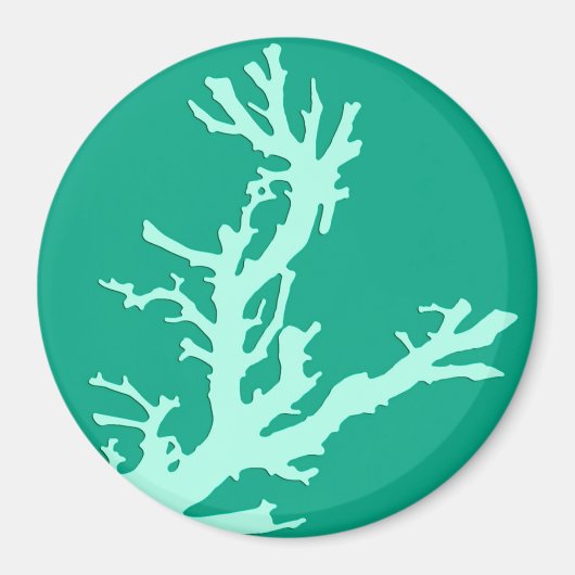 Aimant Branche de corail - vert turquoise et marin (Devant)