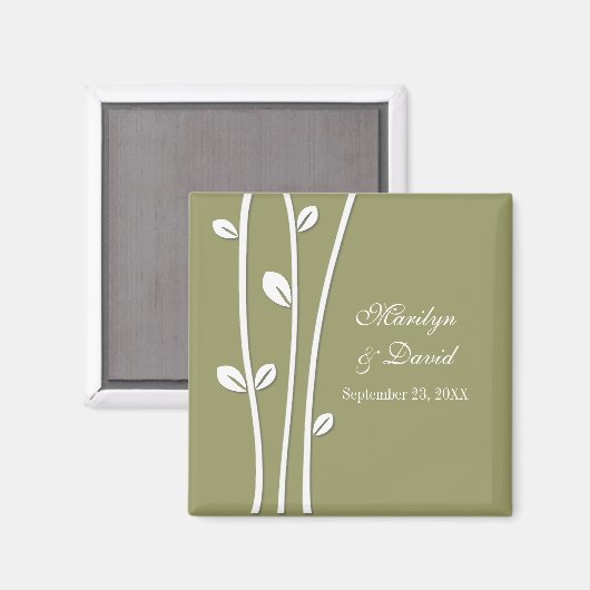 Aimant Branches blanches en feuilles (Recto/Verso)